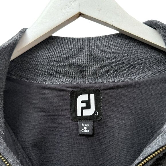 FOOTJOY Lined Wool Golf Sweater Mens Large Gray Zip Mockneck Stone Eagle - Picture 6 of 10